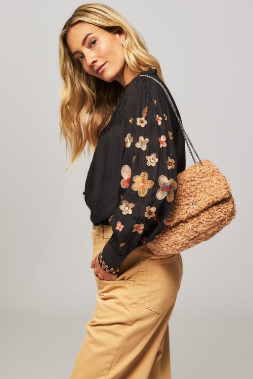 Fabienne | Lilac Broidery Bardot Puff-Sleeve Top main image 0